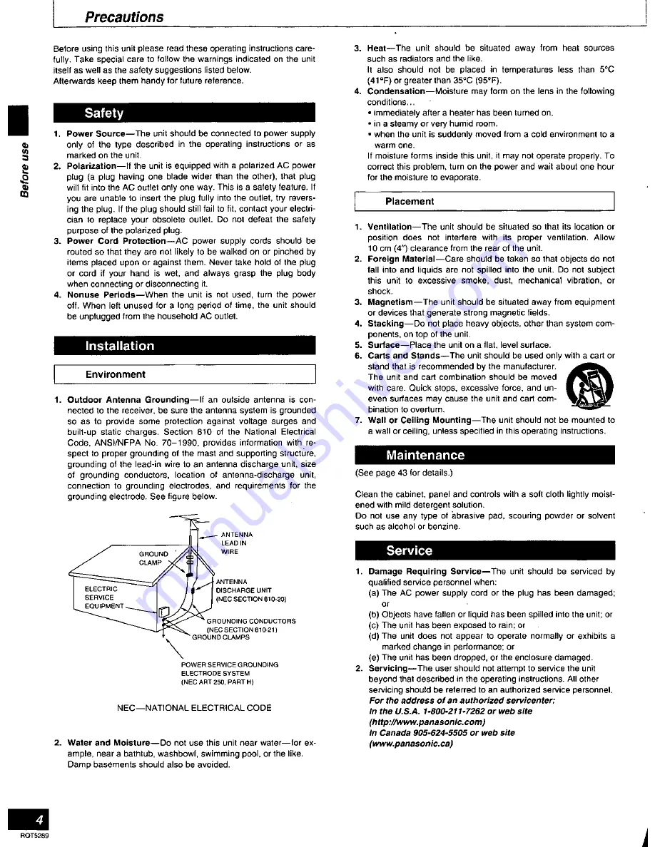 Panasonic SC-AK78 Operating Instructions Manual Download Page 4