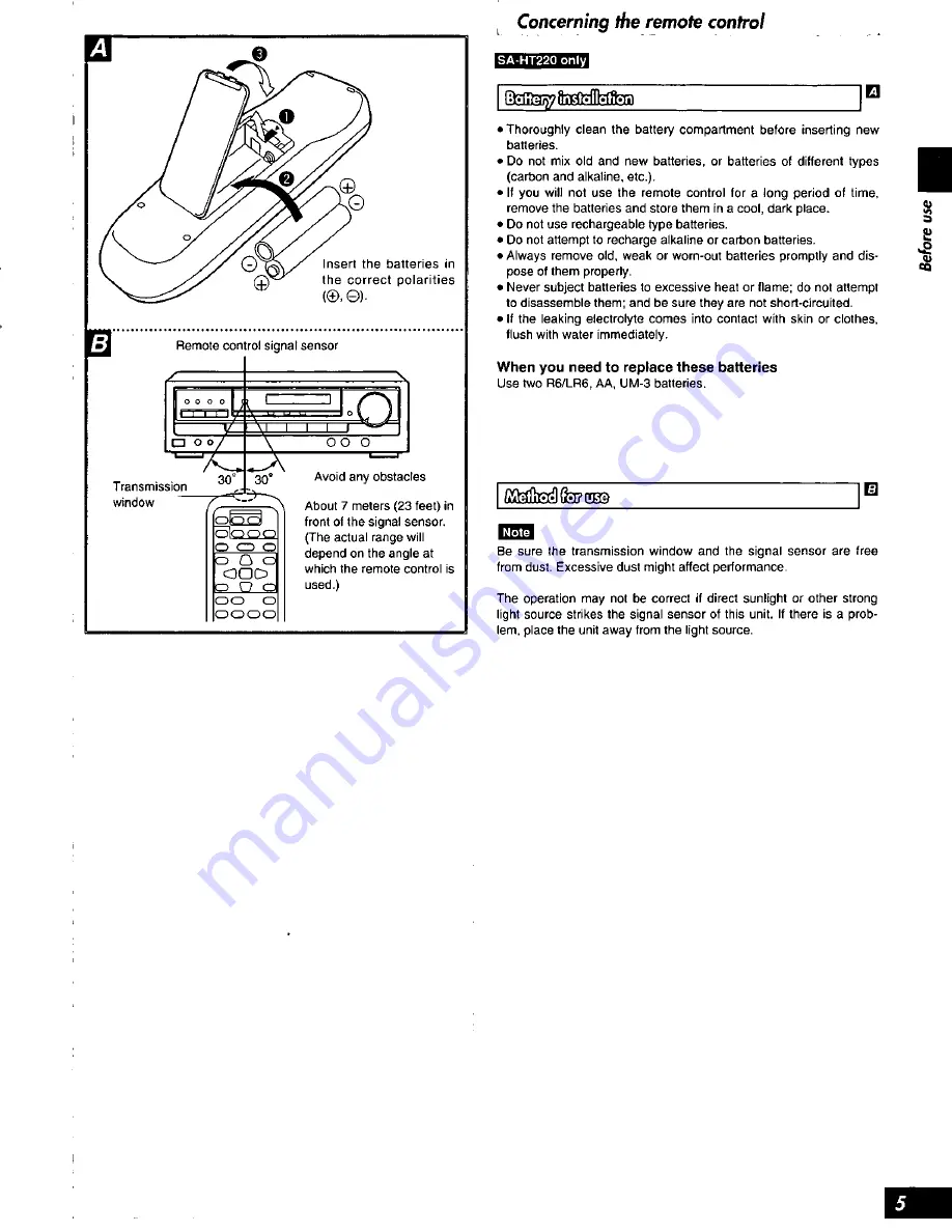 Panasonic SC-HT260 Operating Operating Instructions Manual Download Page 5