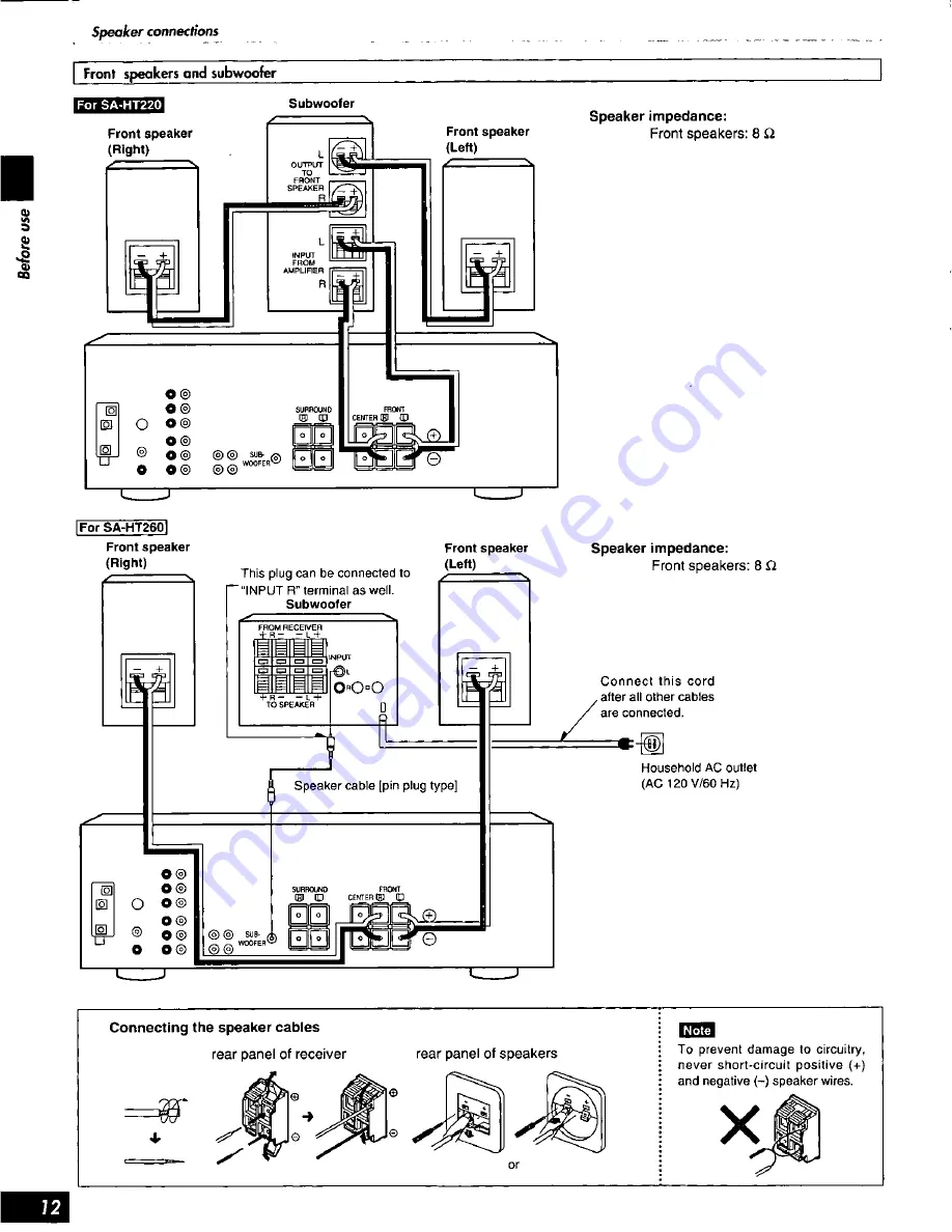 Panasonic SC-HT260 Operating Operating Instructions Manual Download Page 12