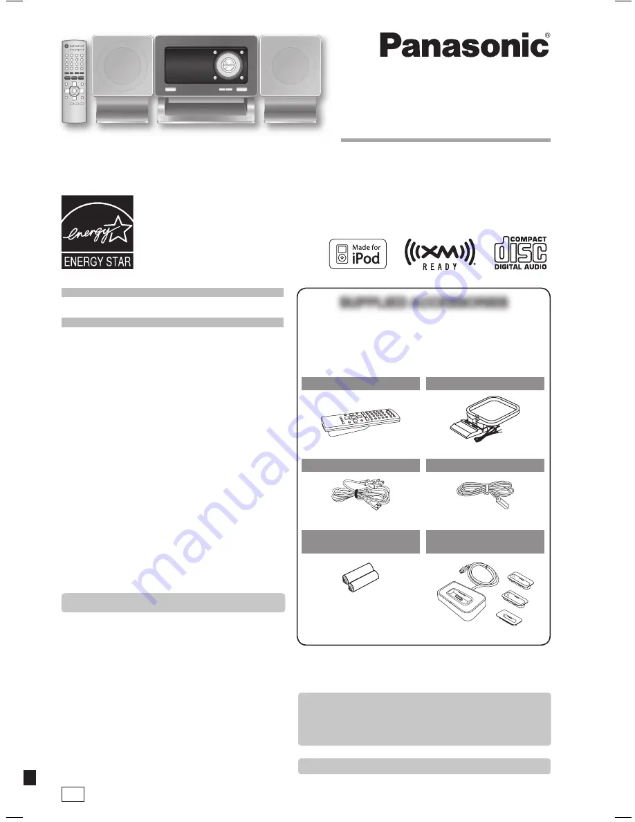 Panasonic SC-NS55 - Micro System w/ CD Player Home... Operating Instructions Manual Download Page 1