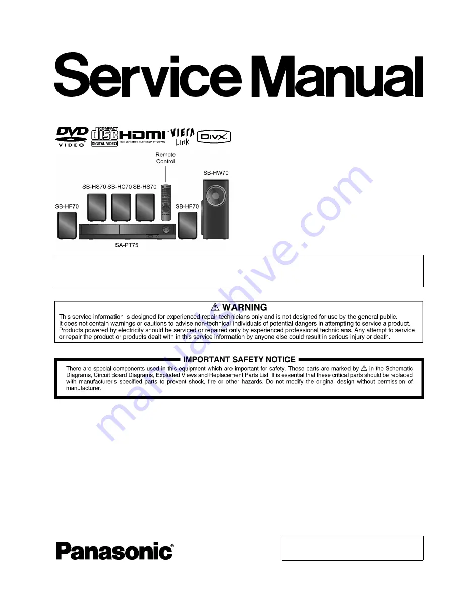 Panasonic SC-XH70 Service Manual Download Page 1