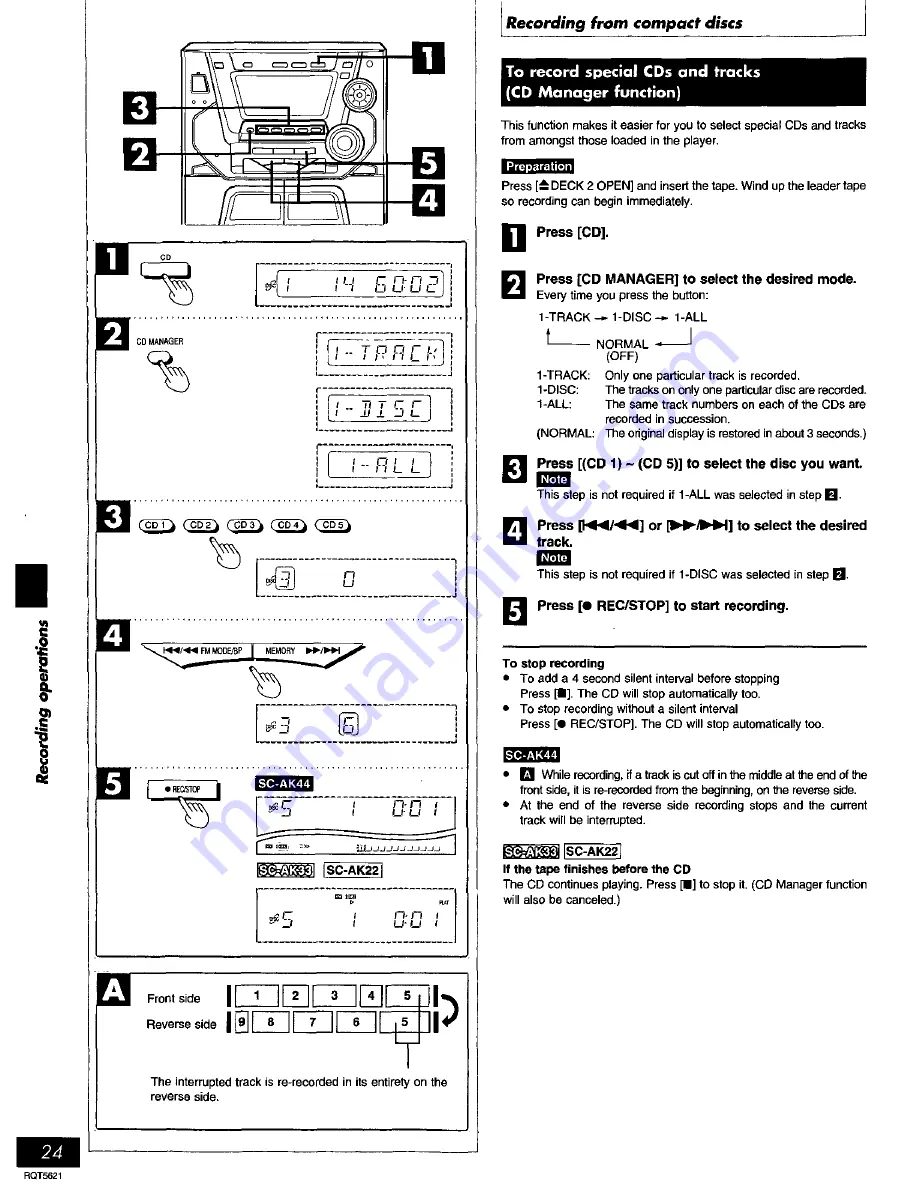 Panasonic SCAK12 - CD STEREO SYSTEM Operating Instructions Manual Download Page 24