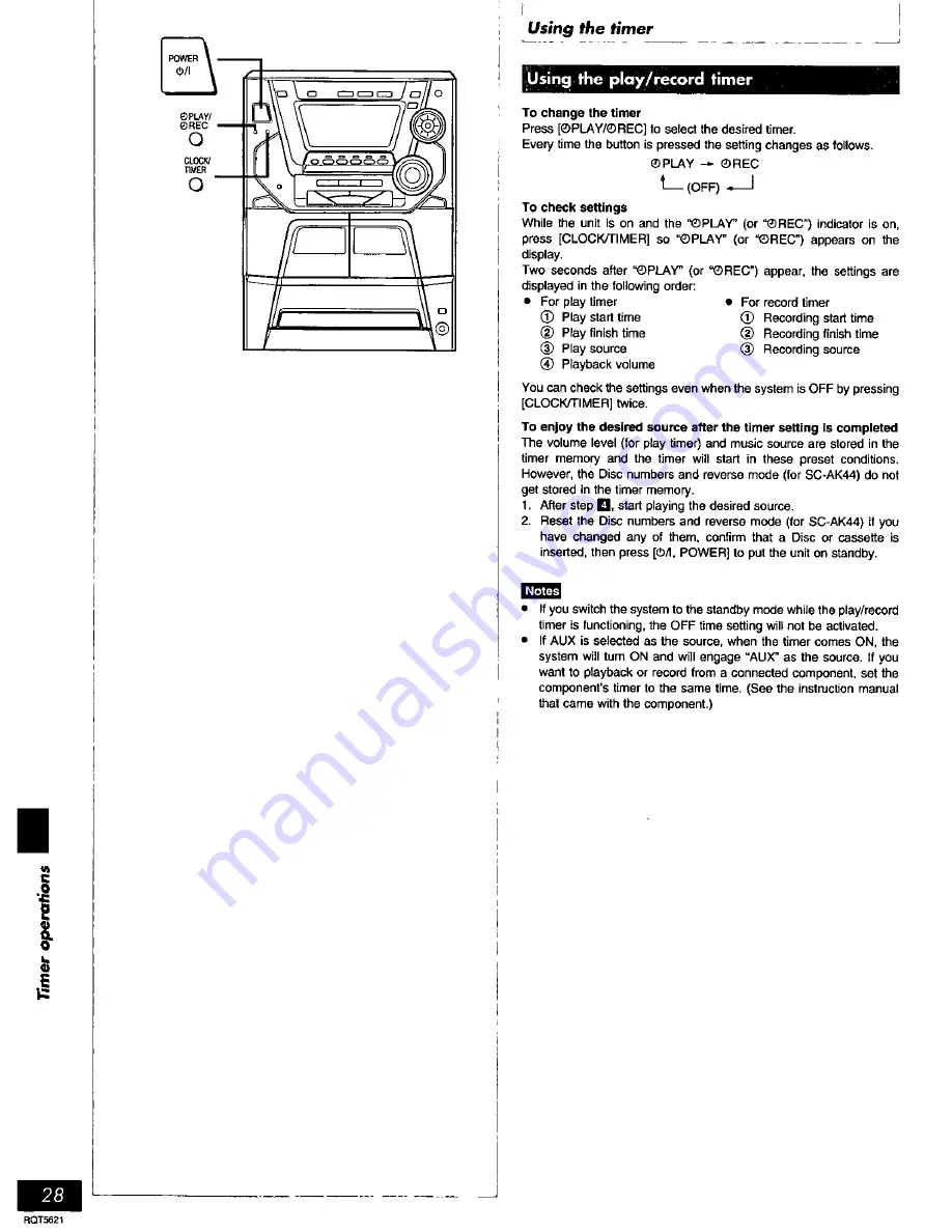 Panasonic SCAK12 - CD STEREO SYSTEM Operating Instructions Manual Download Page 28