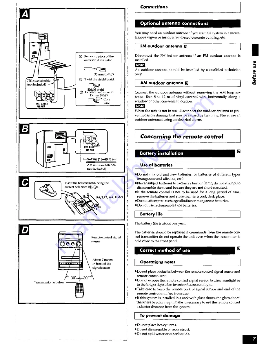 Panasonic SCPM15 - CD STEREO SYSTEM Operating Instructions Manual Download Page 7