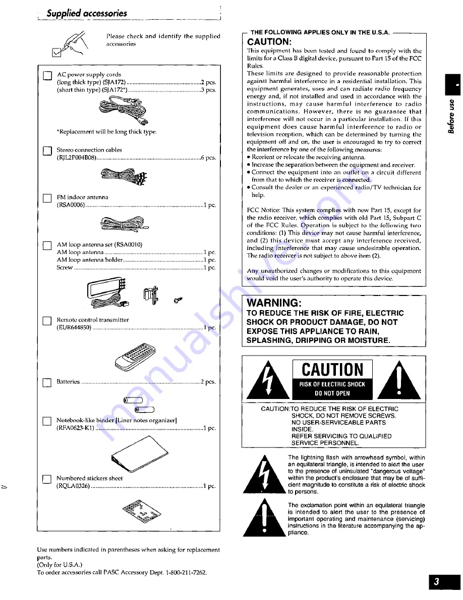 Panasonic SCS3050 - HES SYSTEM Operating Manual Download Page 3