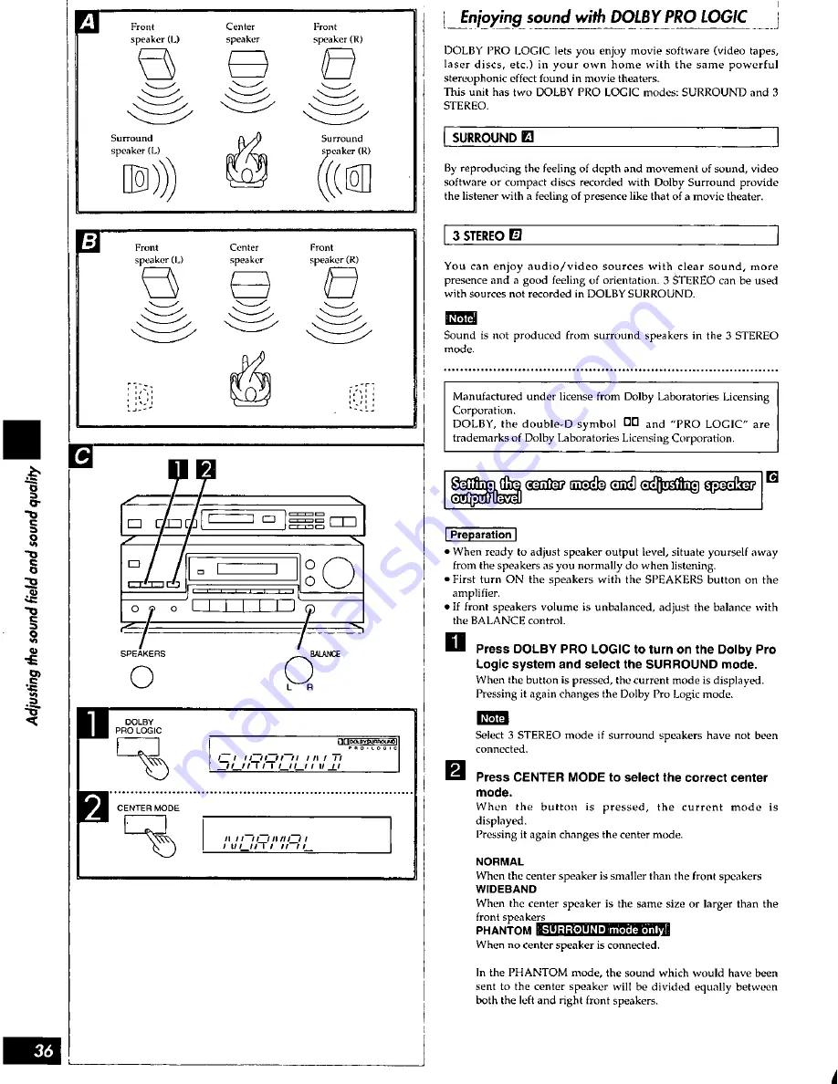 Panasonic SCS3050 - HES SYSTEM Operating Manual Download Page 36