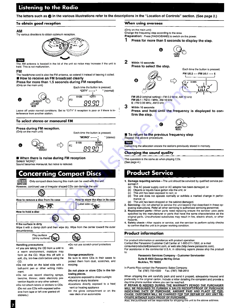 Panasonic SLSV603J - PORT. CD PLAYER Operating Instructions Manual Download Page 7