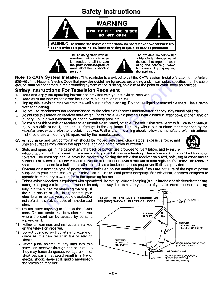 Panasonic SP-2719UV User Manual Download Page 2