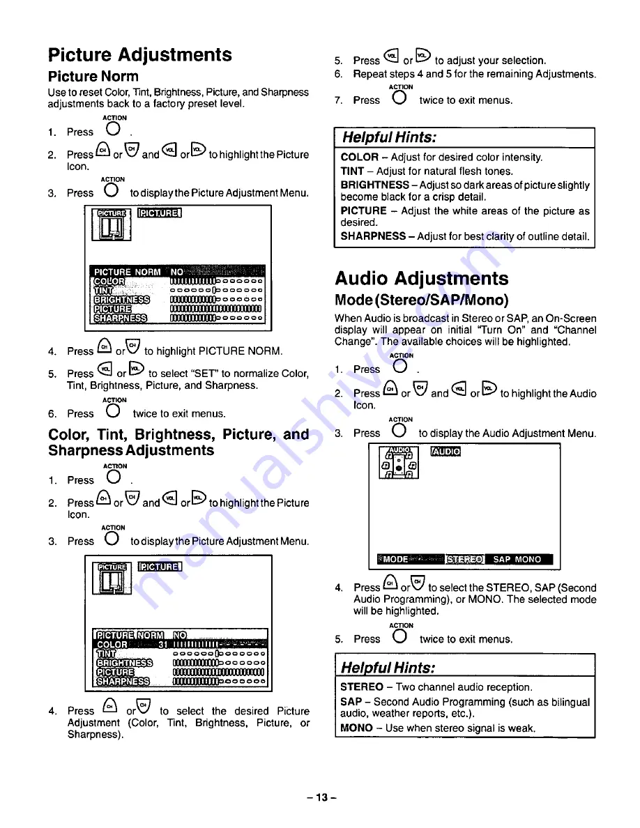 Panasonic SP-2719UV User Manual Download Page 13