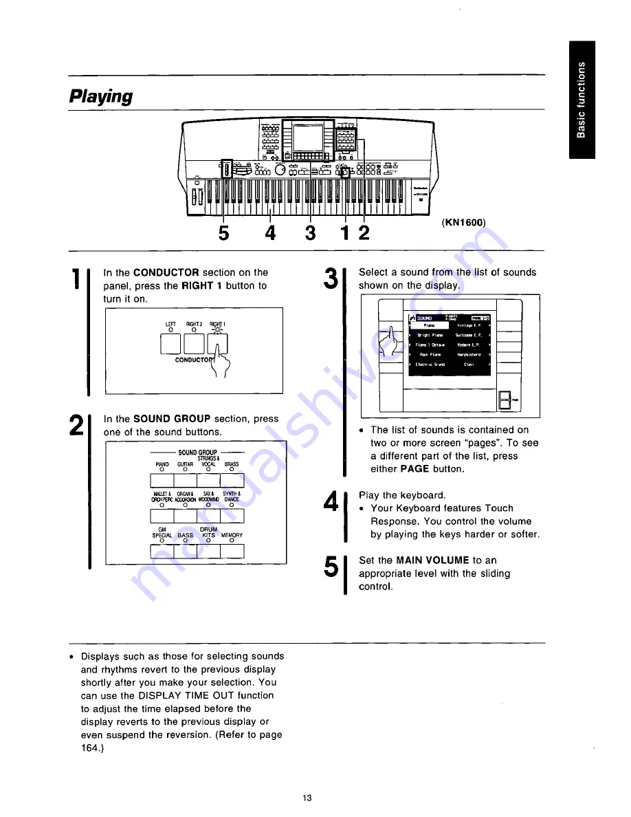 Panasonic SXKN1600 - ELECTRONIC KEYBOARD Скачать руководство пользователя страница 13