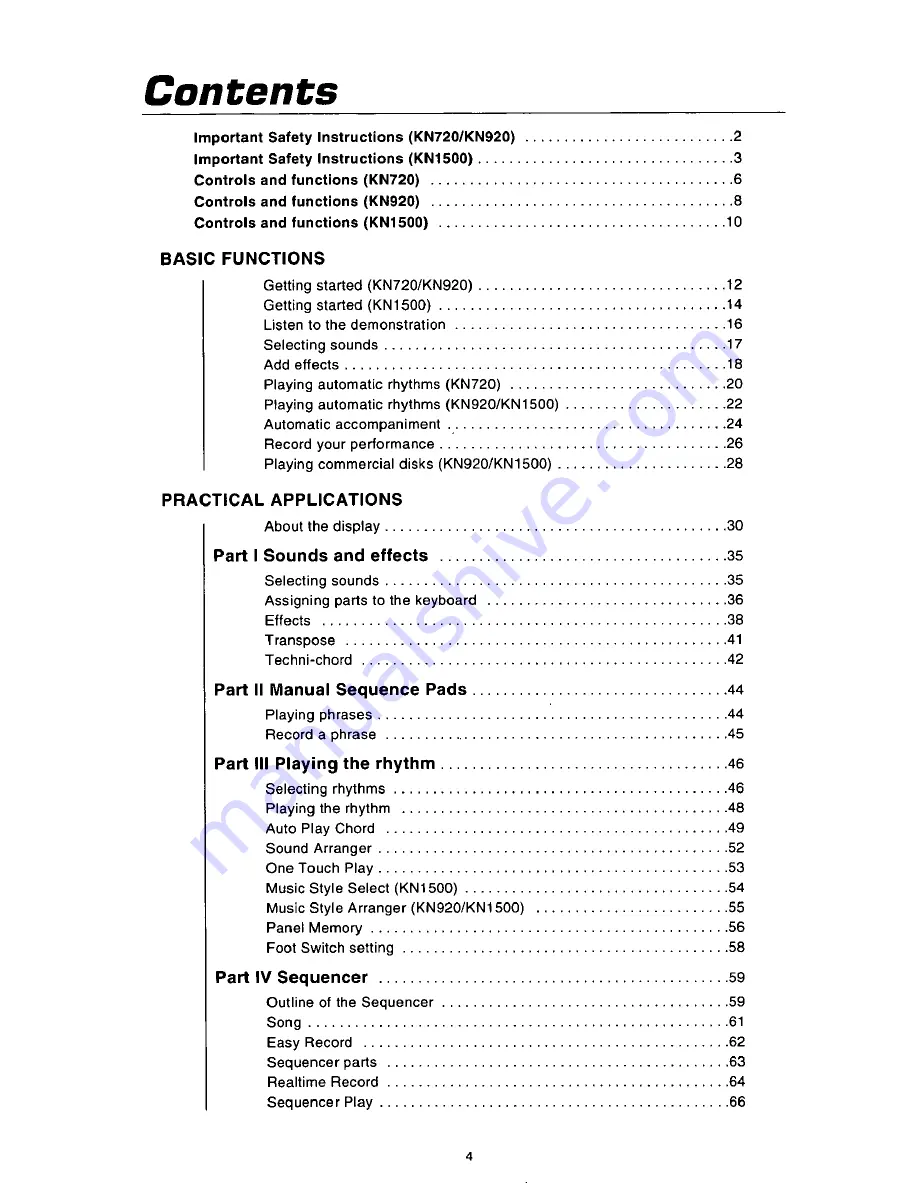 Panasonic SXKN930 - ELECTRONIC KEYBOARD Owner'S Manual Download Page 6