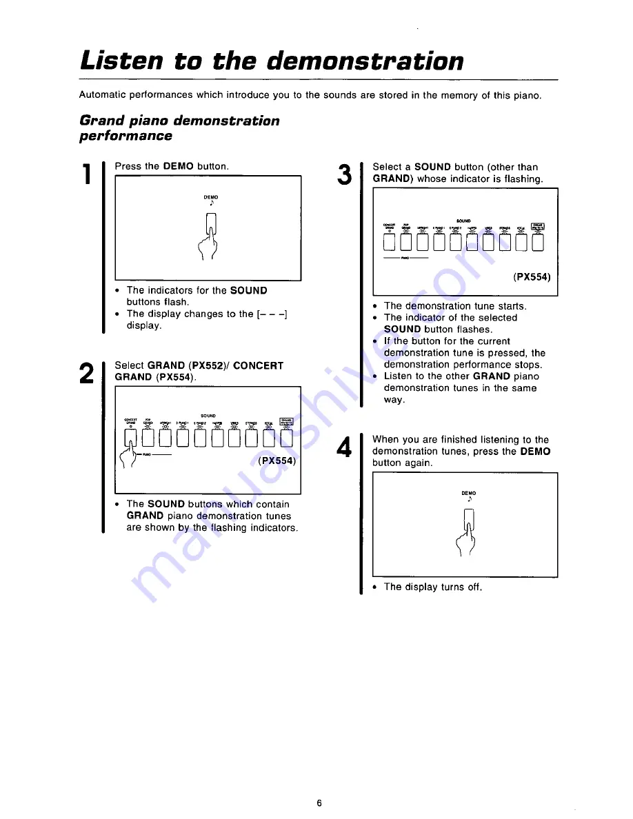 Panasonic SXPX554 - ELECTRONIC PIANO Operating Manual Download Page 6