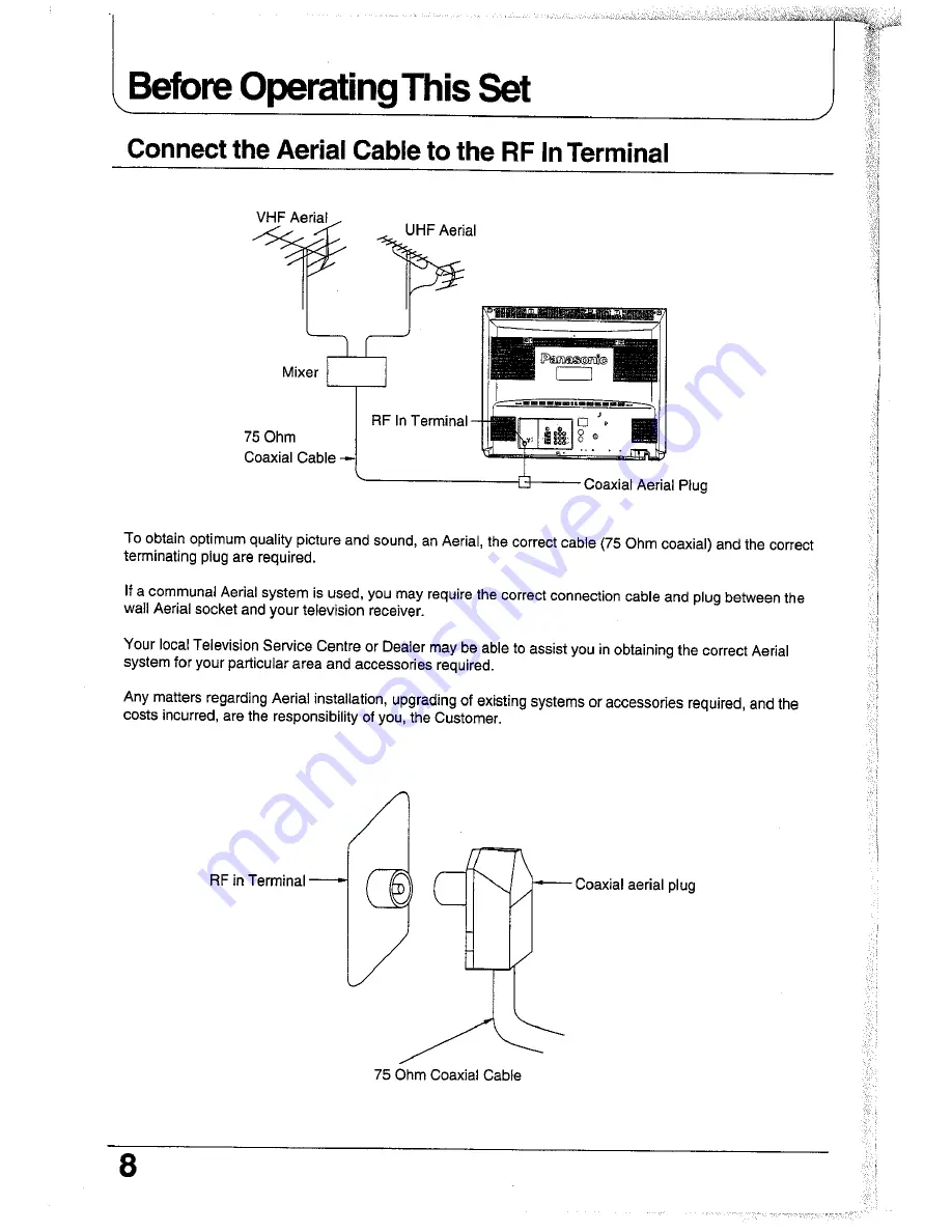 Panasonic TC-25GF72G Operating Instructions Manual Download Page 8