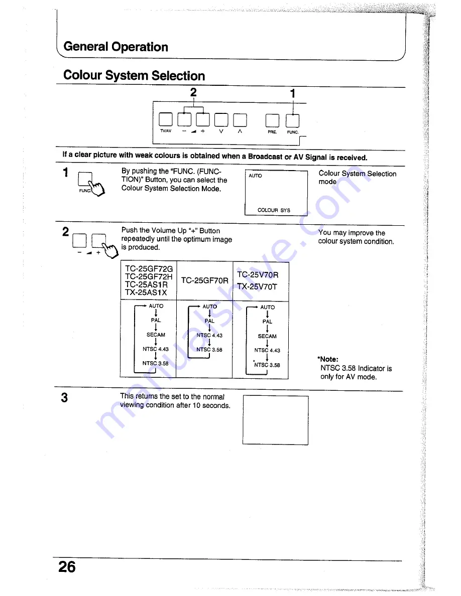 Panasonic TC-25GF72G Operating Instructions Manual Download Page 26