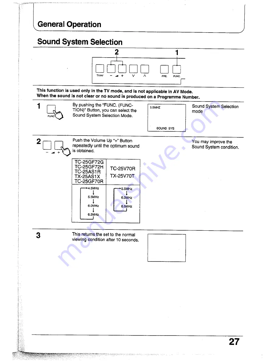 Panasonic TC-25GF72G Operating Instructions Manual Download Page 27