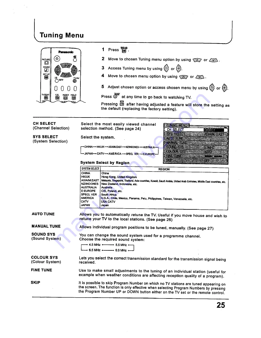 Panasonic TC-29P250X Operating Instructions Manual Download Page 25