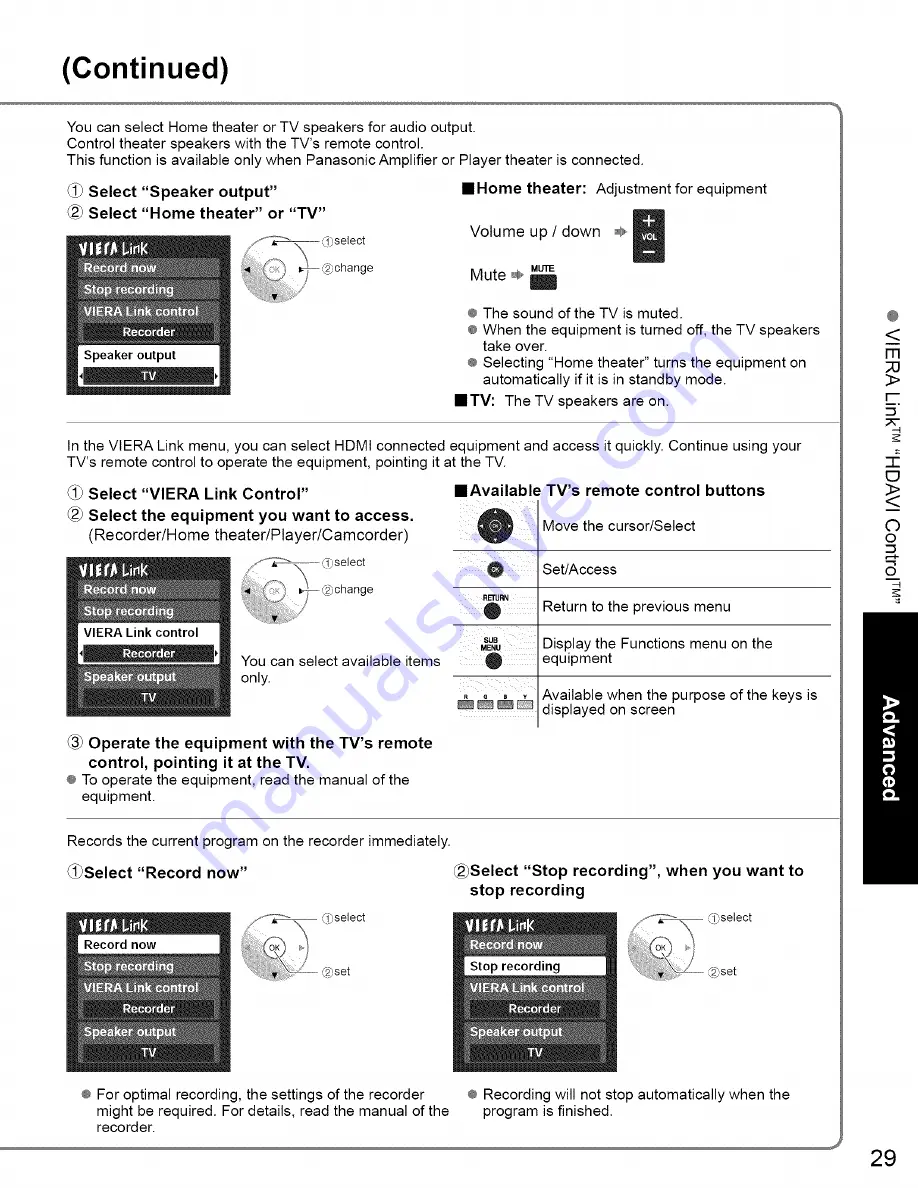 Panasonic TC-32LX85 Operating Manual (English Скачать руководство пользователя страница 29