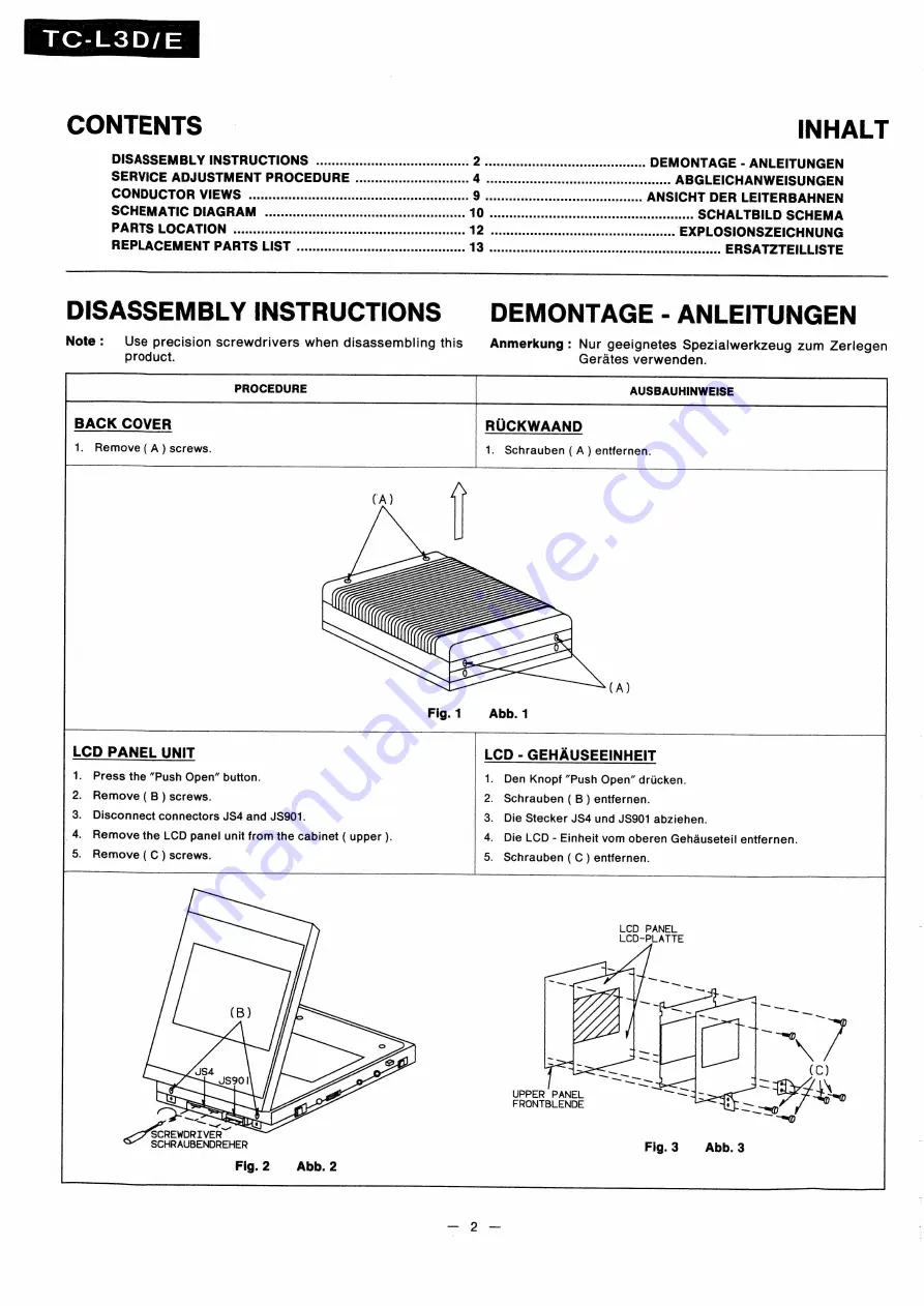 Panasonic TC-L38D Service Manual Download Page 2