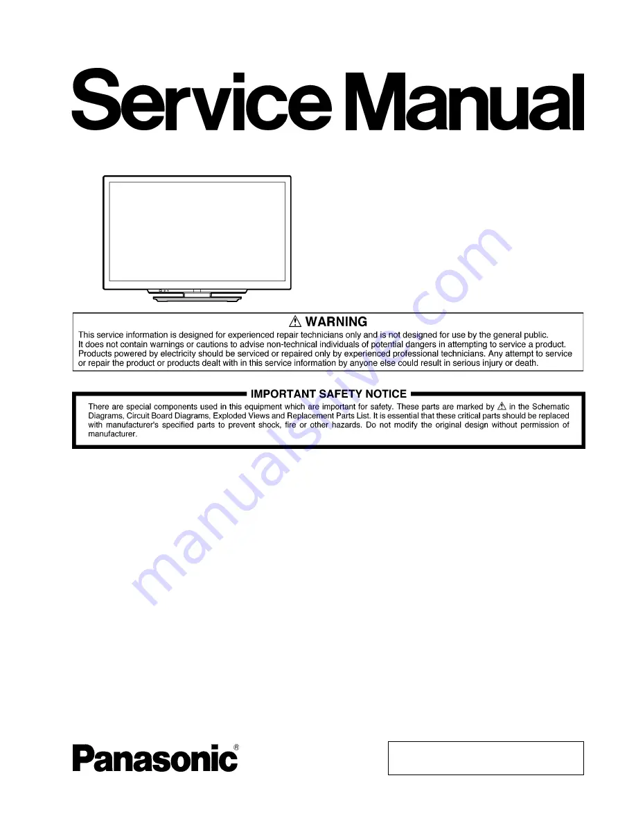 Panasonic TC-L42D30 Service Manual Download Page 1