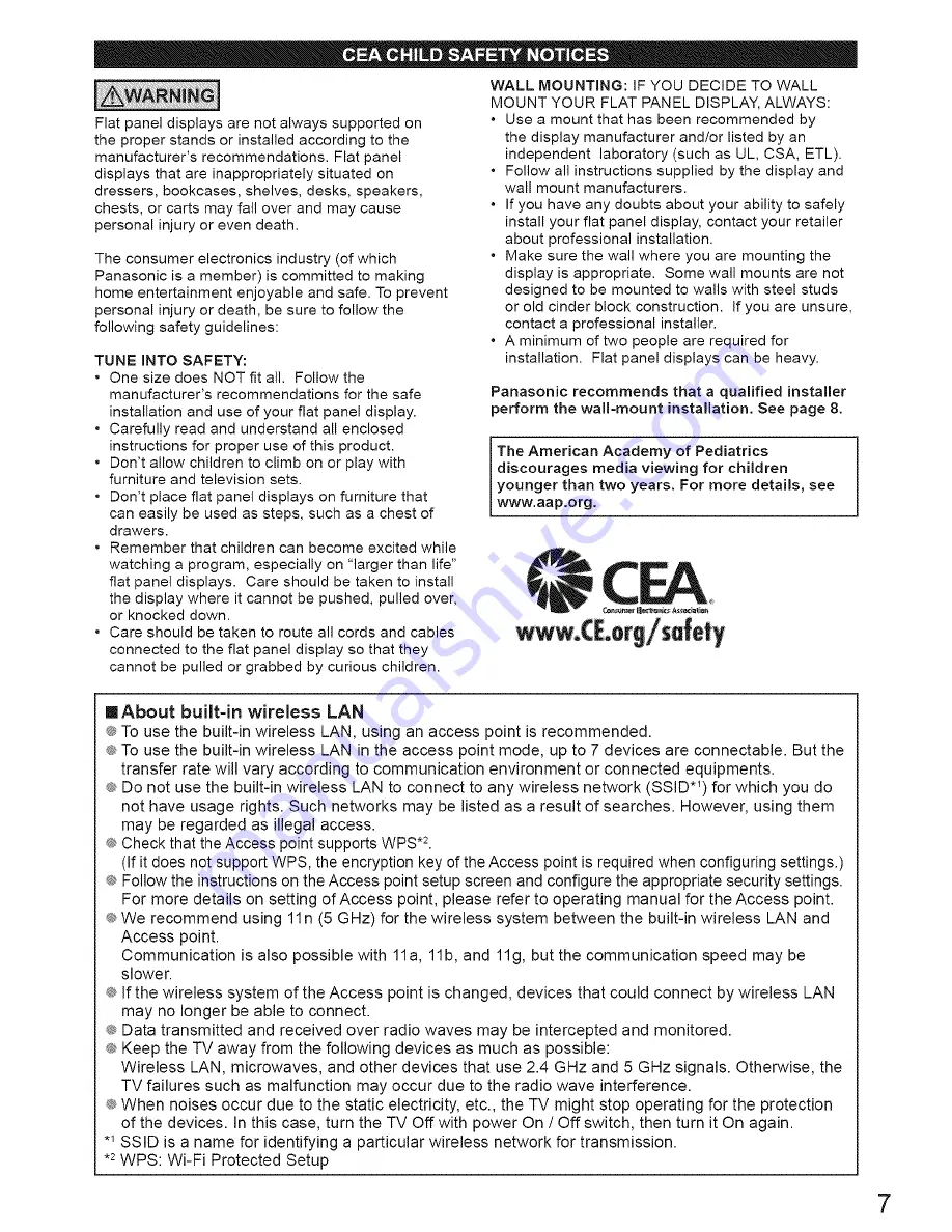 Panasonic TC-LSOE60 Owner'S Manual Download Page 7