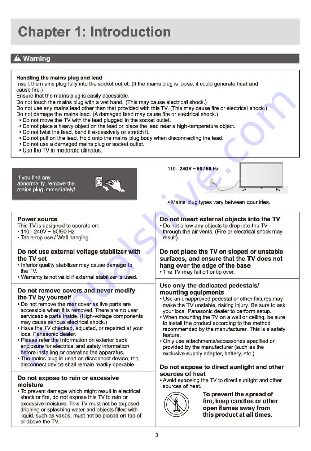 Panasonic TH-32HSSSOK Operating Instructions Manual Download Page 3