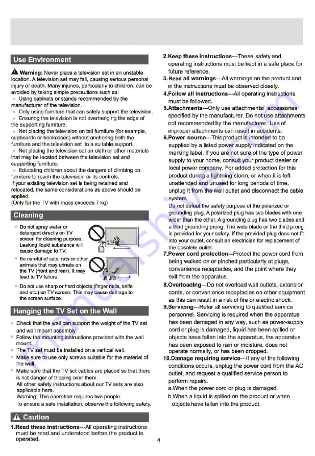 Panasonic TH-32HSSSOK Operating Instructions Manual Download Page 4