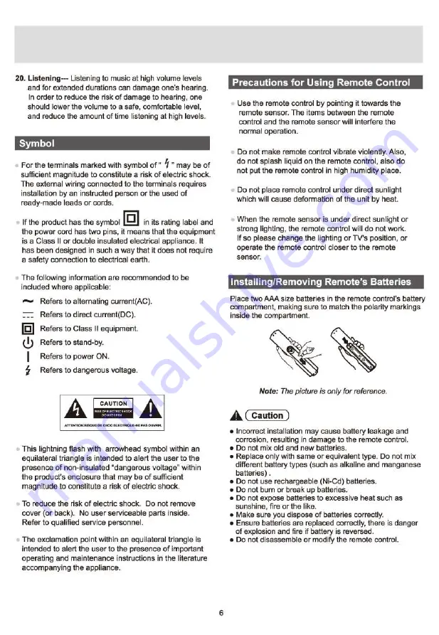 Panasonic TH-32HSSSOK Operating Instructions Manual Download Page 6