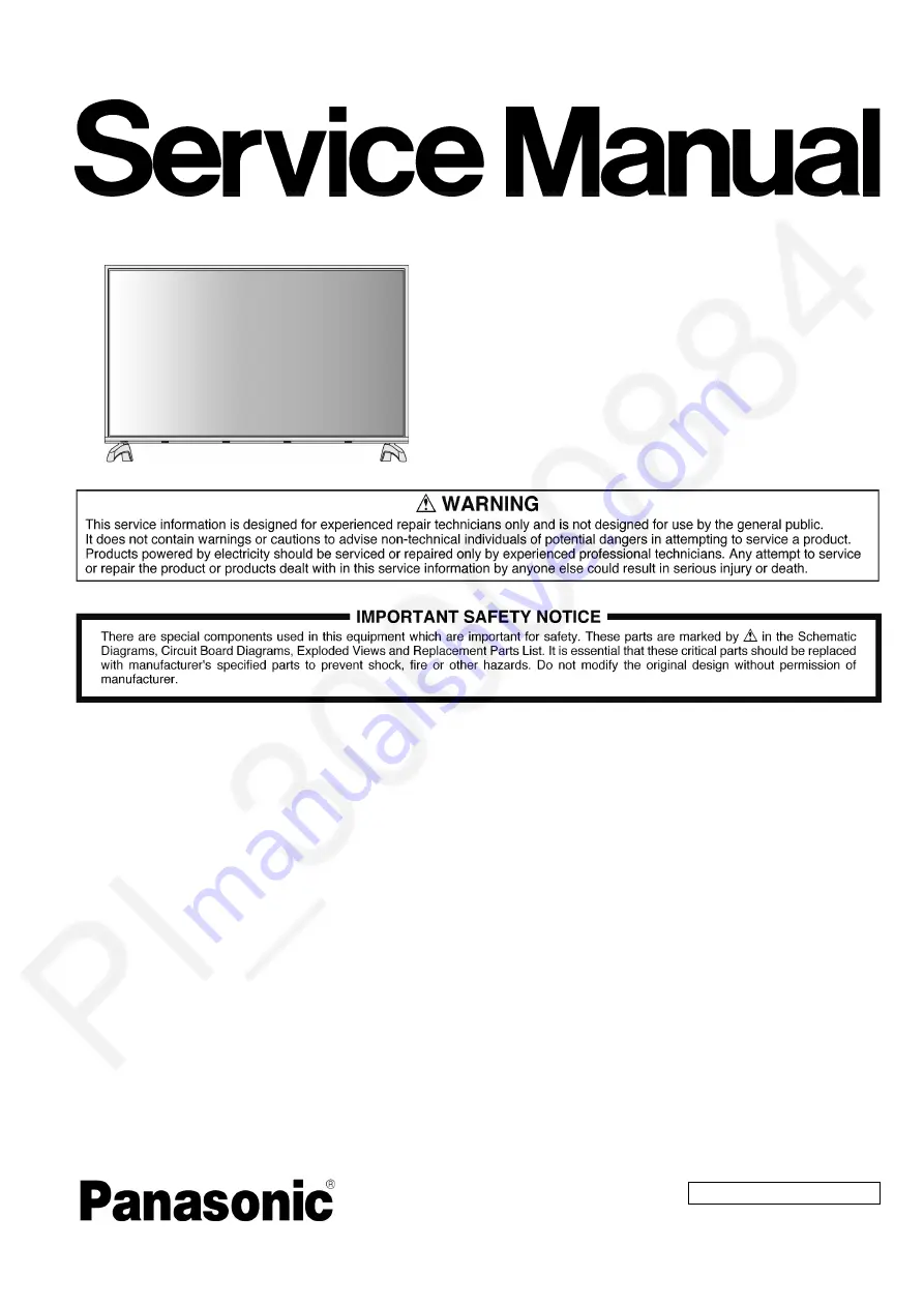 Panasonic TH-43E460D Service Manual Download Page 1