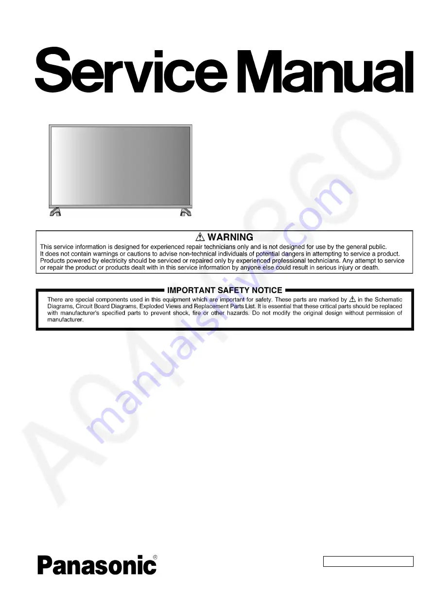 Panasonic TH-49D410K Service Manual Download Page 1