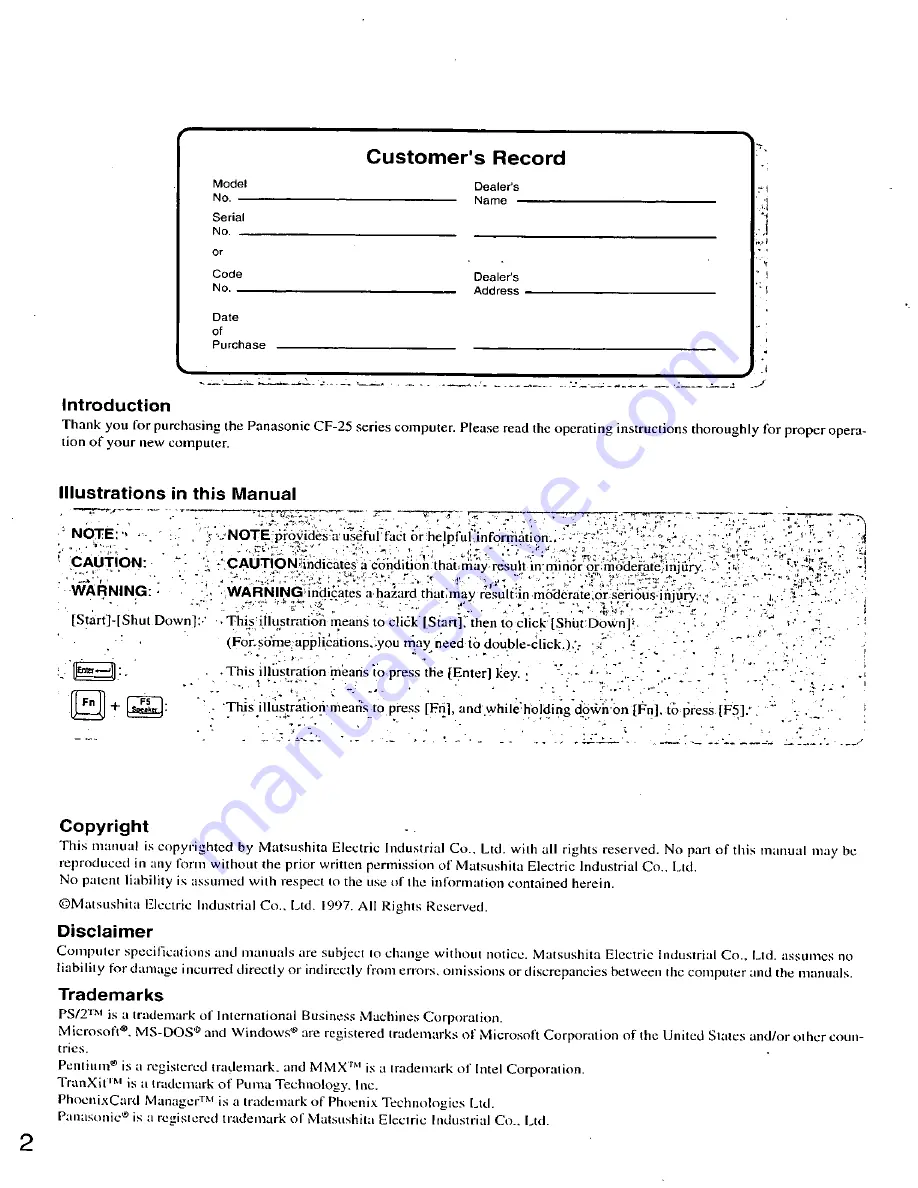 Panasonic Toughbook CF-25LJF8EAM User Manual Download Page 2