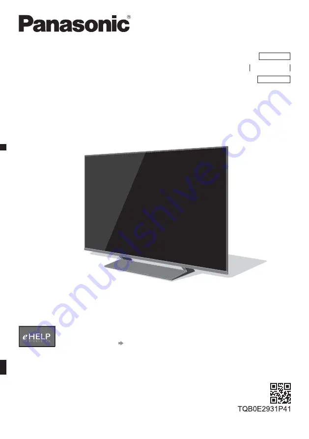 Panasonic TX-40HX820E Operating Instructions Manual Download Page 1