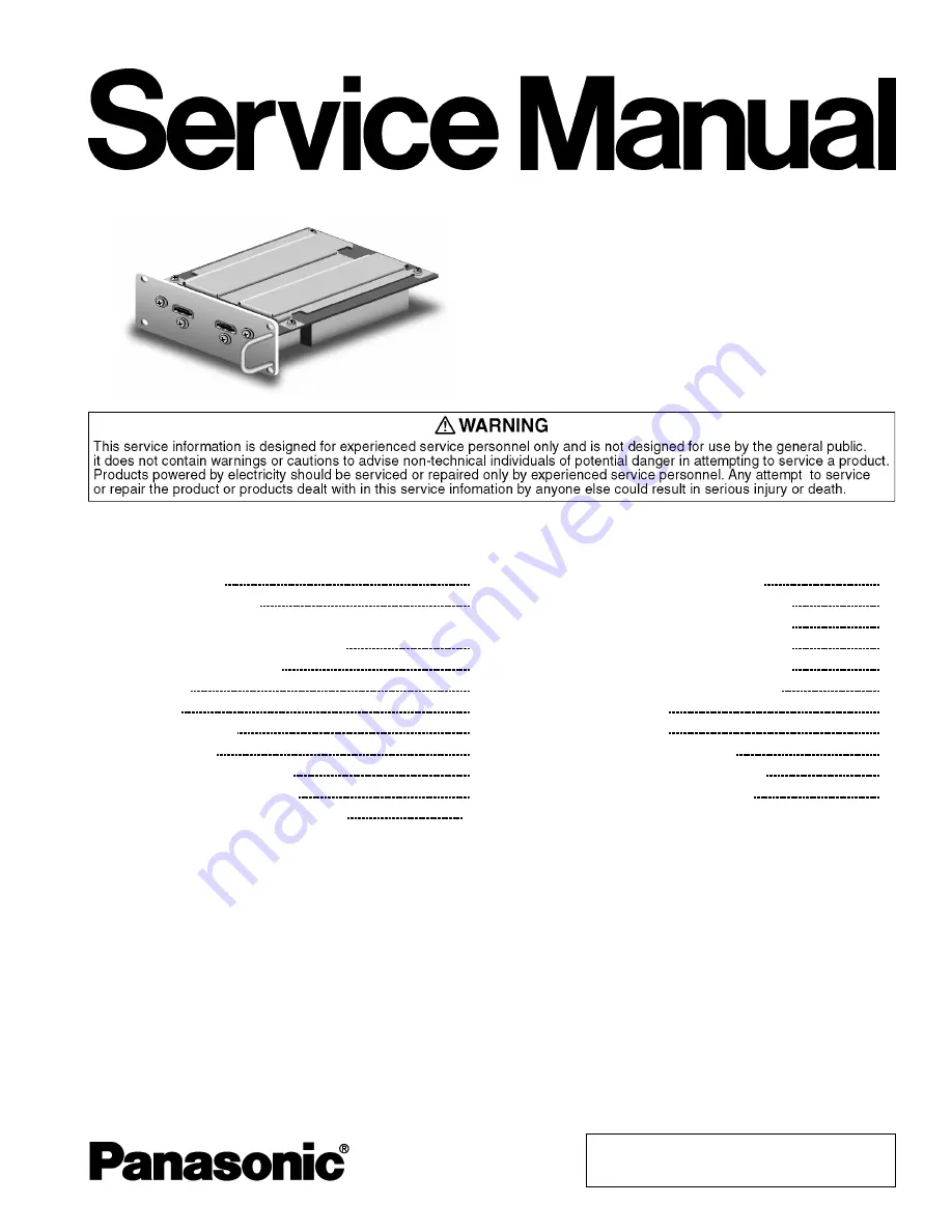 Panasonic TY-FB10HMD - Monitor Terminal Expansion... Service Manual Download Page 1