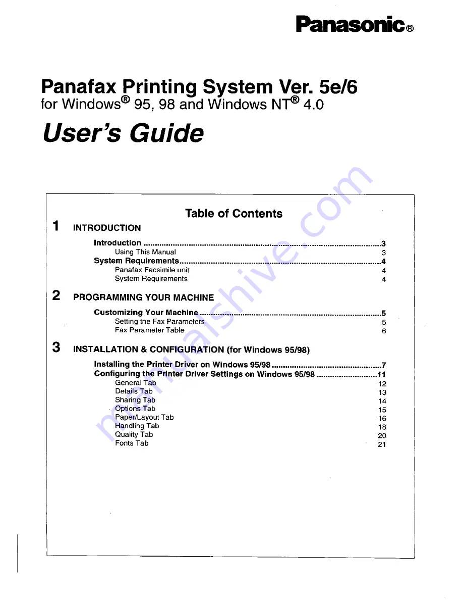 Panasonic UF 890 - Panafax B/W Laser User Manual Download Page 3