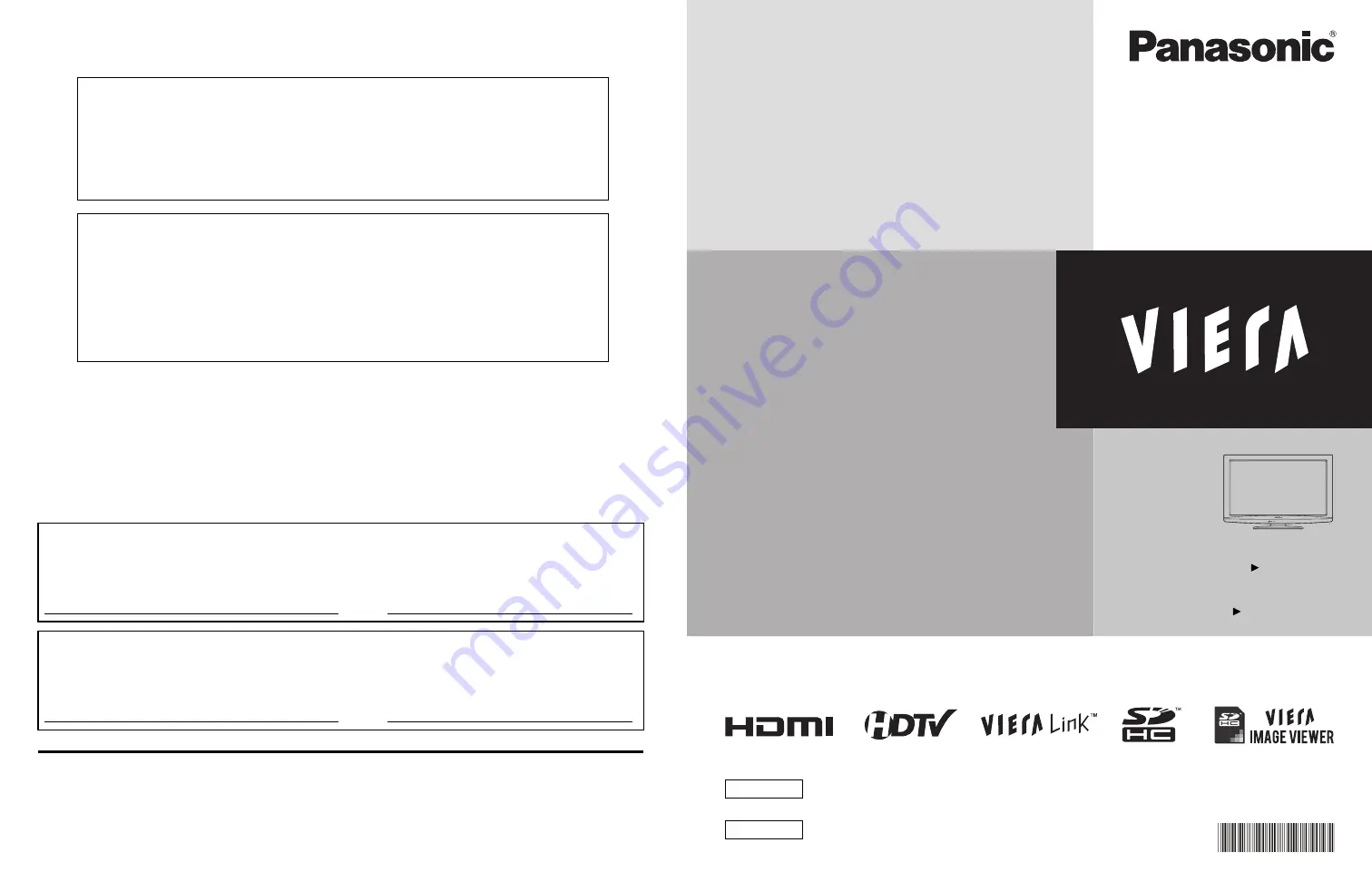 Panasonic Viera TC-L32C22 Quick Start Manual Download Page 1