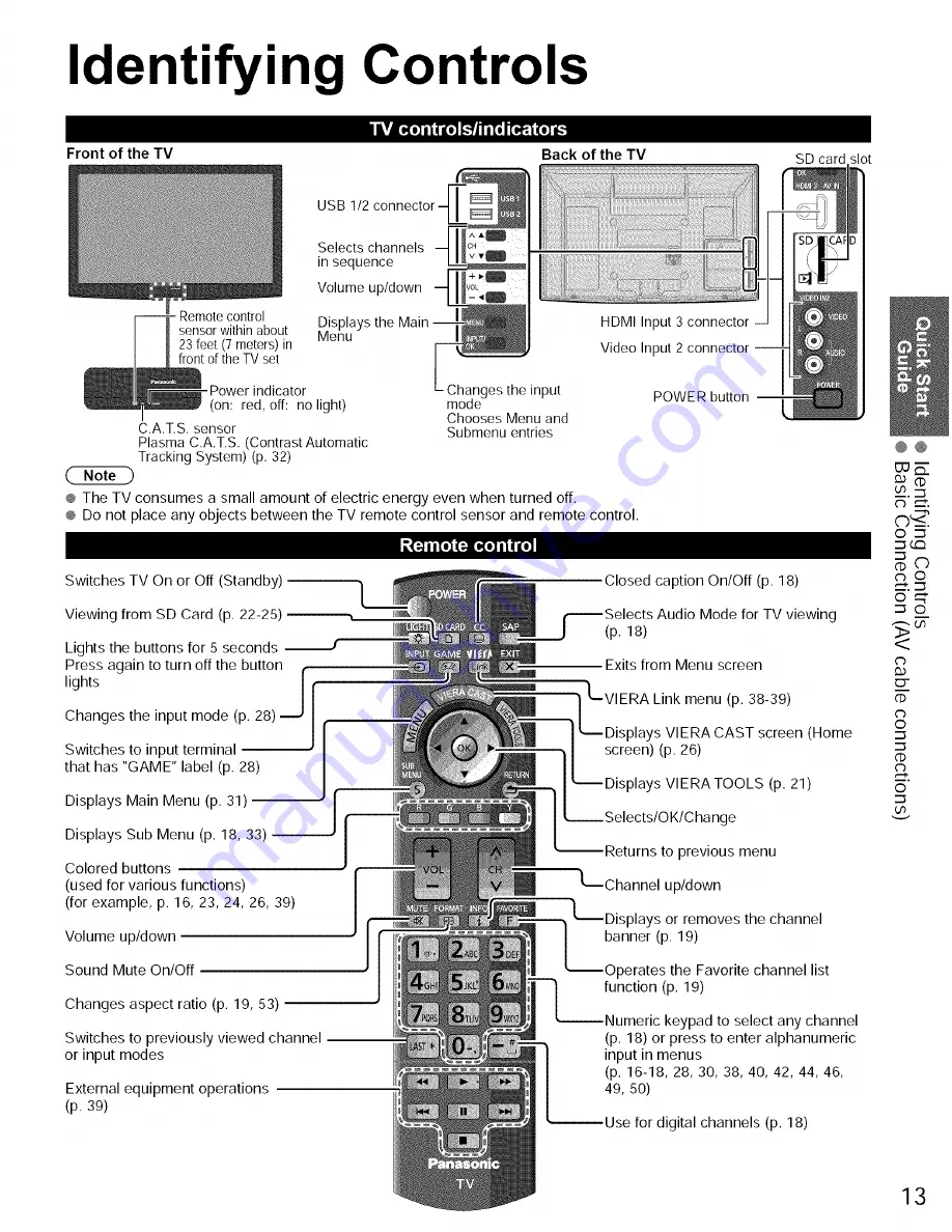 Panasonic VIERA TC-P50G20 Скачать руководство пользователя страница 13