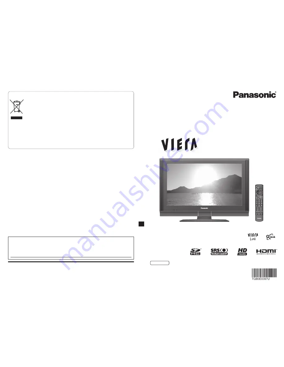 Panasonic Viera TX-32LX700F Скачать руководство пользователя страница 1