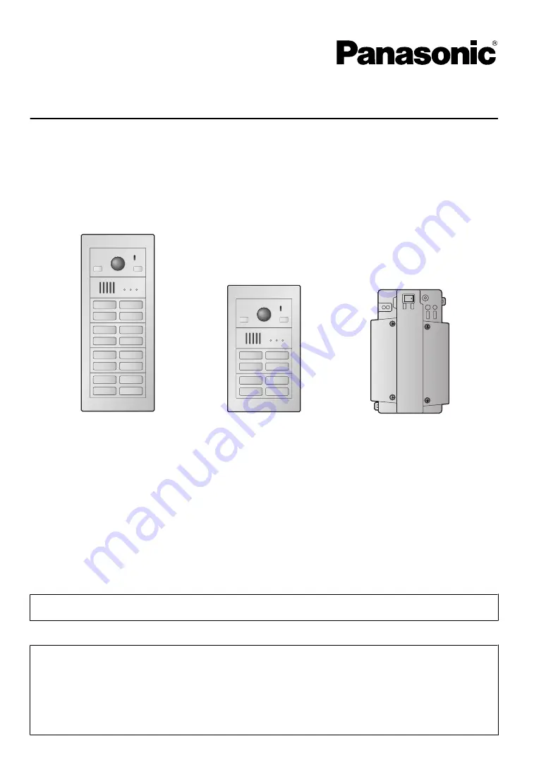 Panasonic VL-VM701 Installation And Operating Instructions Manual Download Page 1