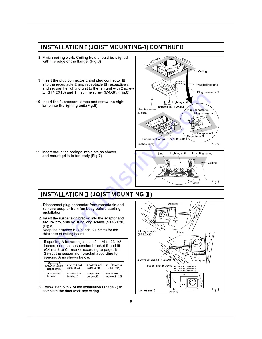 Panasonic Whisper-Lite FV-15VQL4 Installation Instructions Manual Download Page 8