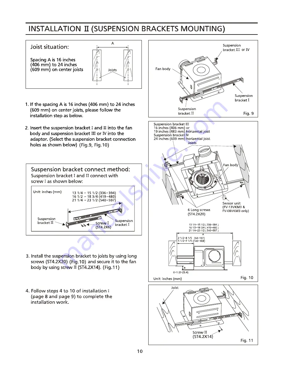 Panasonic WhisperGreen FV-13VKM3 Installation Instructions Manual Download Page 10