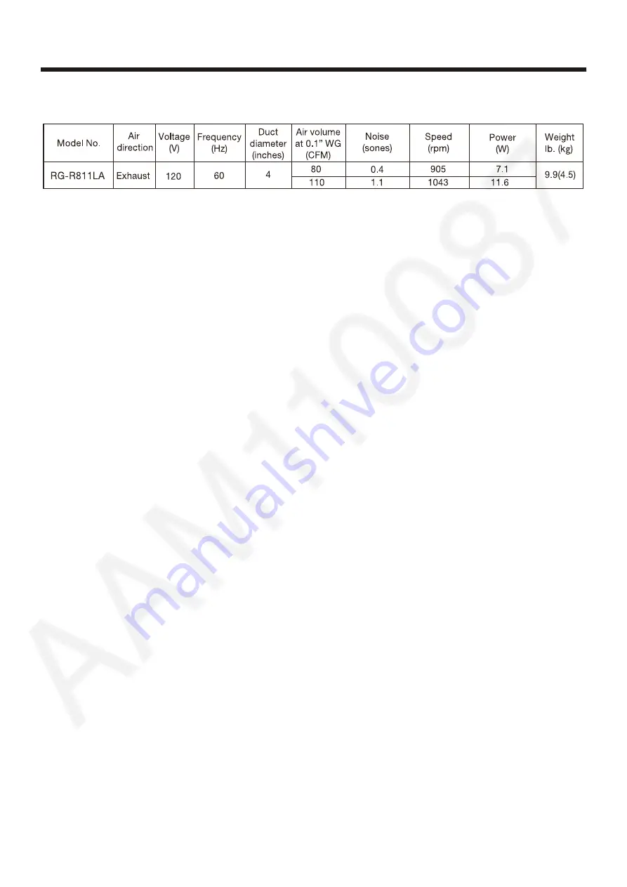 Panasonic WhisperRemodel RG-R811LA Service Manual Download Page 2