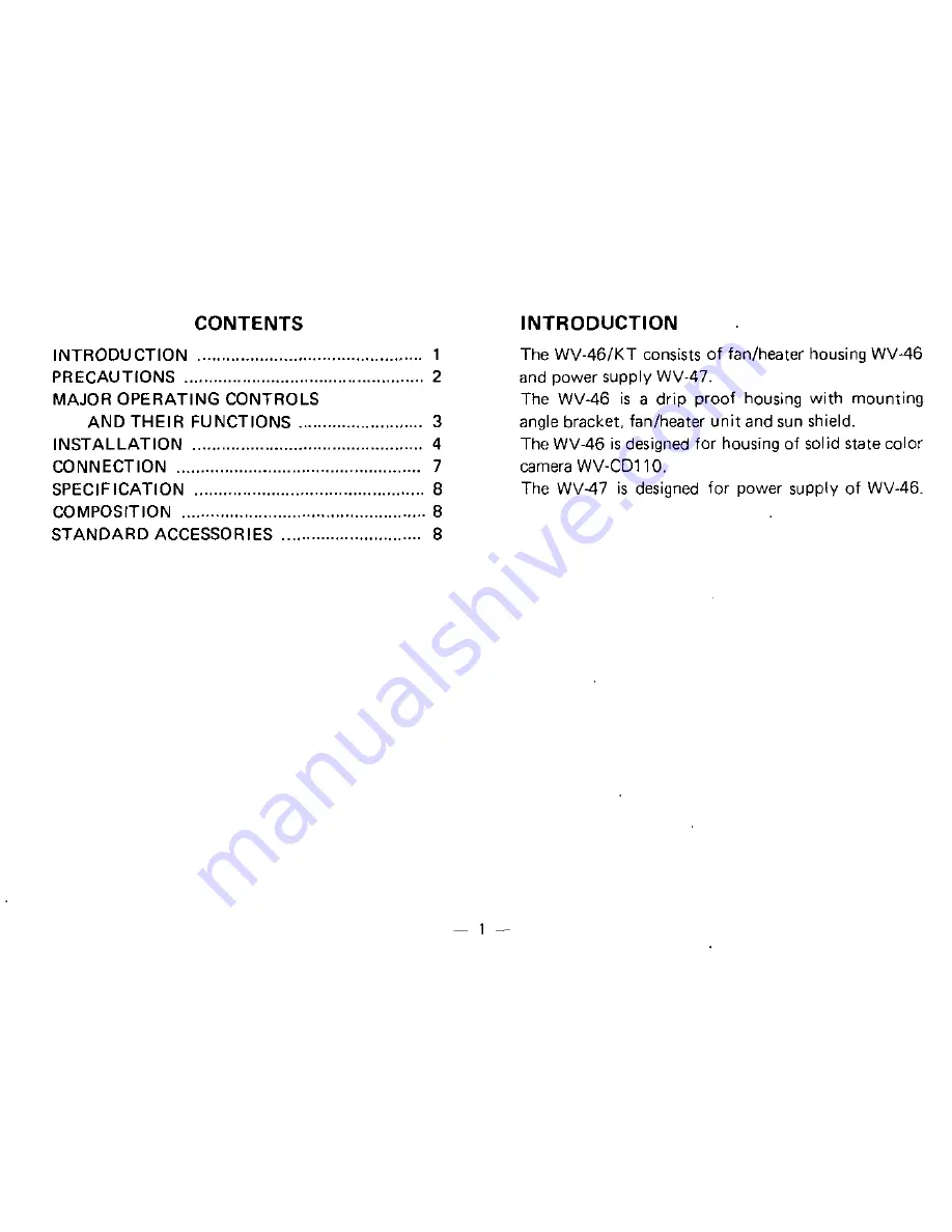 Panasonic WV46KT - CCTV PRODUCTS Installation Instructions Manual Download Page 3