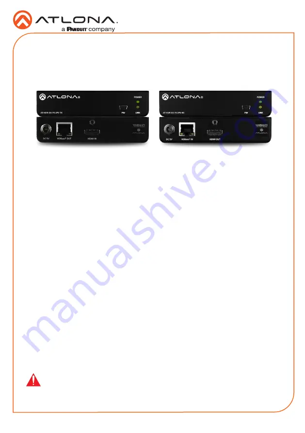 Panduit Atlona AT-HDR-EX-70-2PS Installation Manual Download Page 1