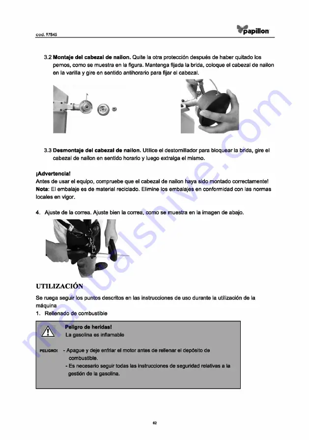 PAPILLON MULTICUTTER 33N Instruction Manual Download Page 62