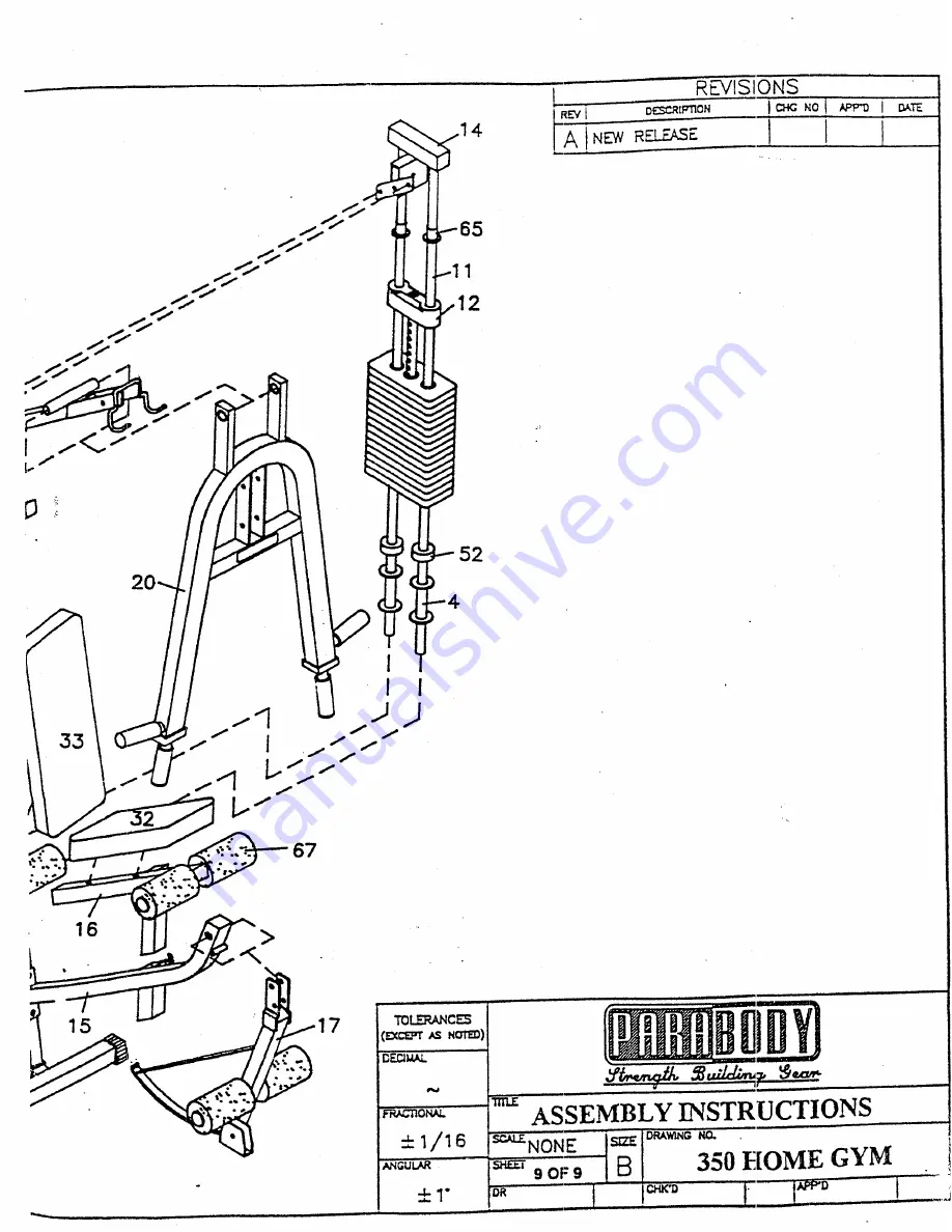 ParaBody 350 HOME GYM Product Assembly Instruction Sheets Download Page 11