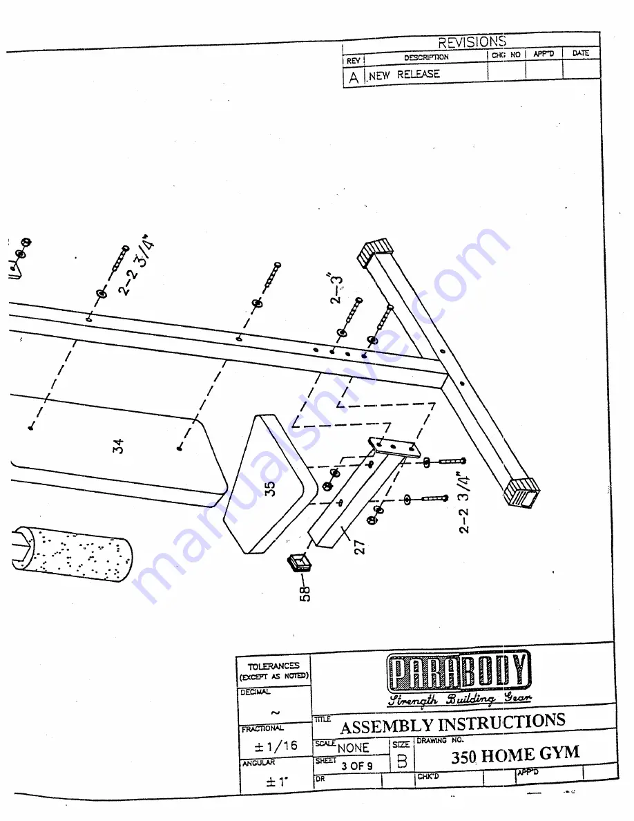 ParaBody 350 HOME GYM Product Assembly Instruction Sheets Download Page 22