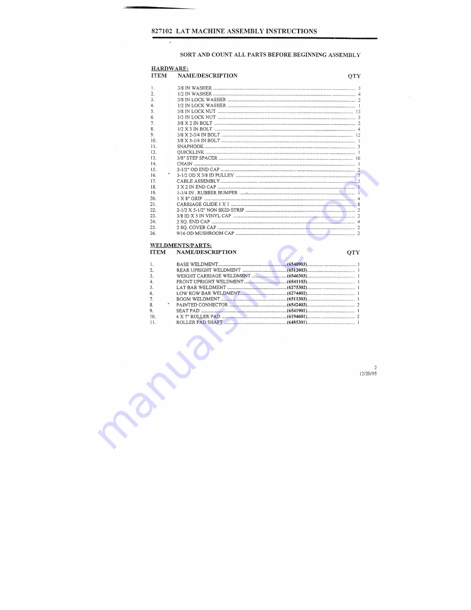 ParaBody 827102 Assembly Instructions Manual Download Page 2