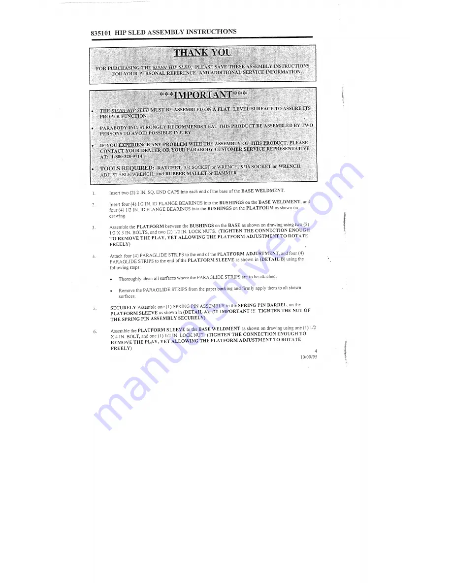 ParaBody 835101 Assembly Instruction Sheet Download Page 4