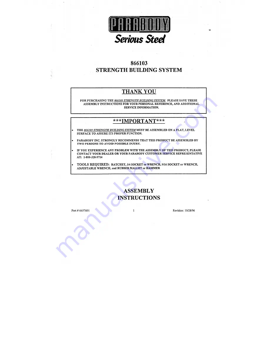 ParaBody 866103 Assembly Instruction Download Page 1