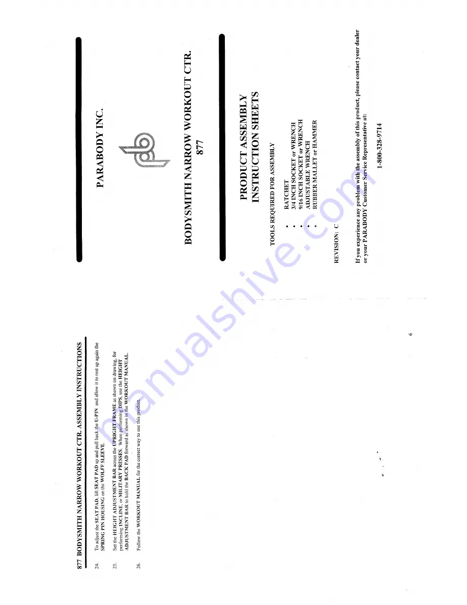 ParaBody 877 Assembly Instruction Sheet Download Page 1