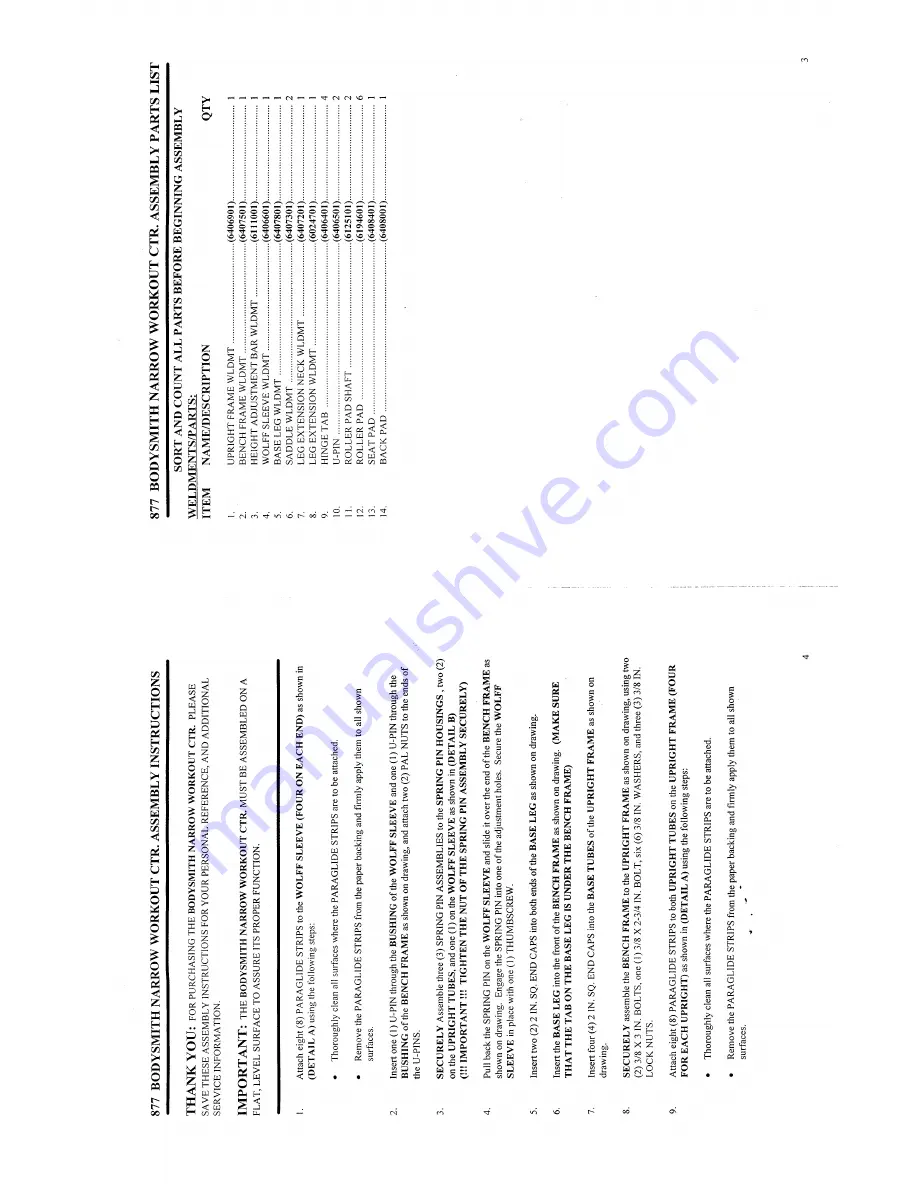 ParaBody 877 Assembly Instruction Sheet Download Page 3